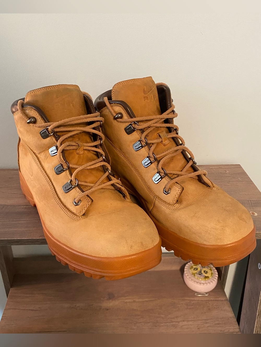 VTG Mens NIKE ACG Lace Up Hiking Combat Army Work Boots Brown Leather Size 12